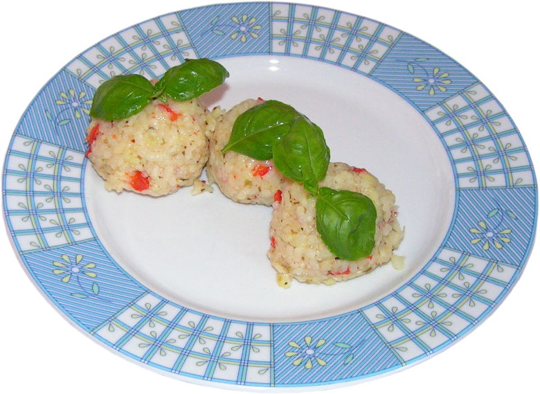 kuleczki risotto nadziewane mozzarell� gotowane na parze
